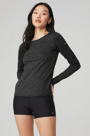 Camiseta Alo Yoga Alosoft Finesse Long Sleeve Feminino Cinzentas Escuro | 5217-BVYSG