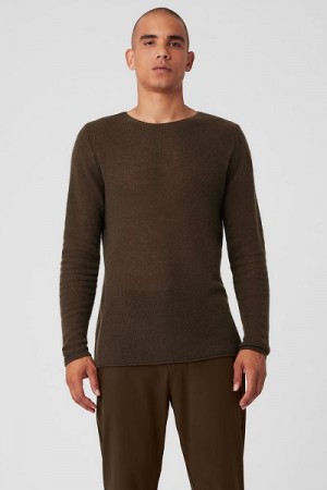 Camiseta Alo Yoga Cashmere Reform Long Sleeve Masculino Marrom | 8052-XTZIJ