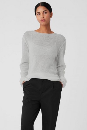 Camiseta Alo Yoga Cashmere Reform Long Sleeve Feminino Cinzentas | 8643-TNJID