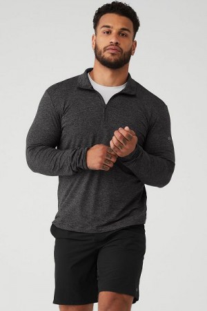 Camiseta Alo Yoga Conquer 1/4 Zip Reform Long Sleeve Masculino Cinzentas Escuro | 3746-BGKLN