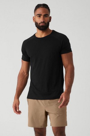 Camiseta Alo Yoga The Triumph Crew Neck Masculino Pretas | 9510-DXKWV