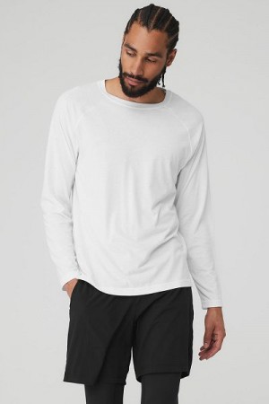 Camiseta Alo Yoga Triumph Long Sleeve Masculino Branco | 1573-SIRWX