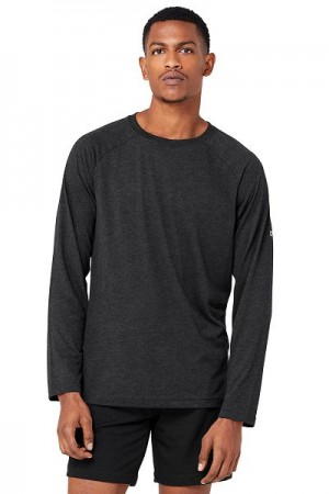 Camiseta Alo Yoga Triumph Long Sleeve Masculino Pretas | 5689-JDZQC