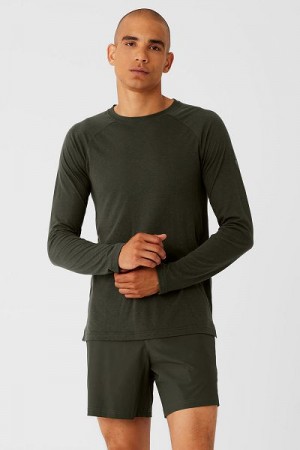 Camiseta Alo Yoga Triumph Long Sleeve Masculino Verdes | 2176-GCVON