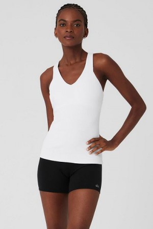 Camisetas Regata Alo Yoga Elevate Feminino Branco | 5786-VTODM