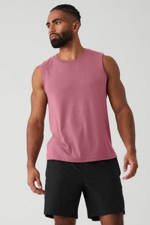 Camisetas Regata Alo Yoga The Triumph Muscle Masculino Bordeaux | 0587-ZJQSU