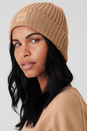 Gorro Alo Yoga Cashmere Blend Rib Accessories Caqui | 3846-NEXPJ