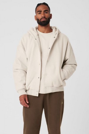 Jaqueta Bomber Alo Yoga Select Encapuzado Masculino Bege | 6312-YQSTN