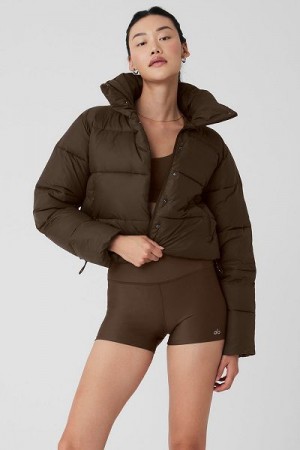 Jaqueta Puffer Alo Yoga Gold Rush Feminino Marrom | 0391-KJDGH