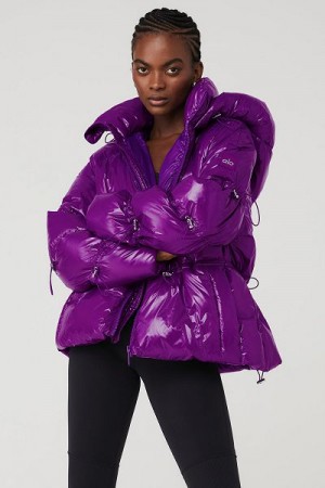 Jaqueta Puffer Alo Yoga Stunner Feminino Luz Roxo | 1467-VMGIF