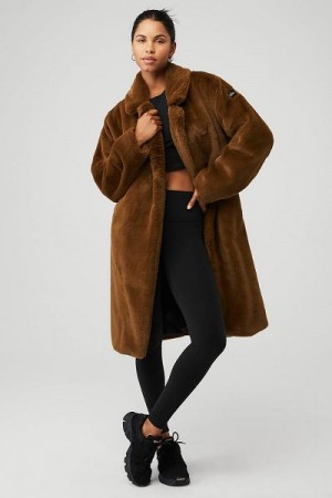 Jaquetas Alo Yoga Oversized Faux Fur Trench Feminino Chocolate | 6478-JOMYL