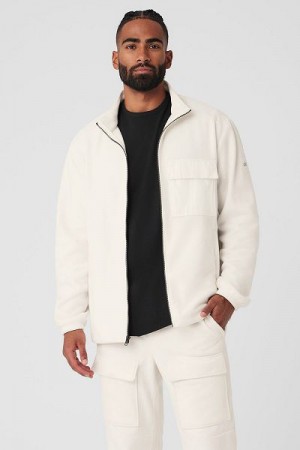 Jaquetas Alo Yoga Polar Fleece Ridge Full Zip Masculino Branco | 3095-BPCXZ