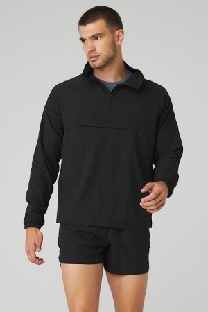 Jaquetas Alo Yoga Ripstop 1/4 Zip On-Set Masculino Pretas | 1479-DUSCL