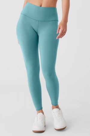 Leggings Alo Yoga 7/8 High-Cintura Airbrush Feminino Turquesa | 1728-MOJDB