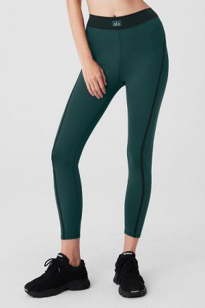 Leggings Alo Yoga Airlift High-Cintura 7/8 Line Up Feminino Verdes | 5428-KPHSF