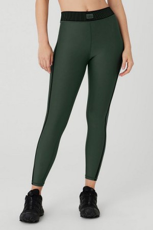 Leggings Alo Yoga Airlift High-Cintura 7/8 Line Up Feminino Verdes Escuro | 5692-LBCHD