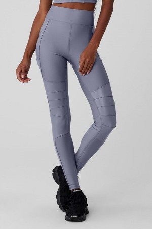 Leggings Alo Yoga Airlift Inverno Warm High-Cintura Supermoto Feminino Azuis | 2904-TOQFR