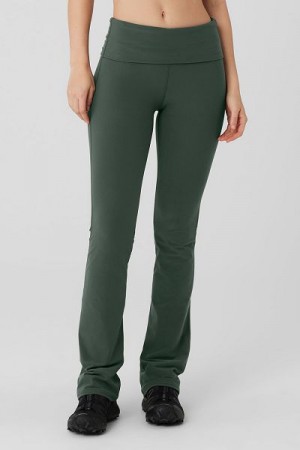 Leggings Alo Yoga Alosoft Foldover Bootcut Feminino Verdes Escuro | 6701-NOFKT