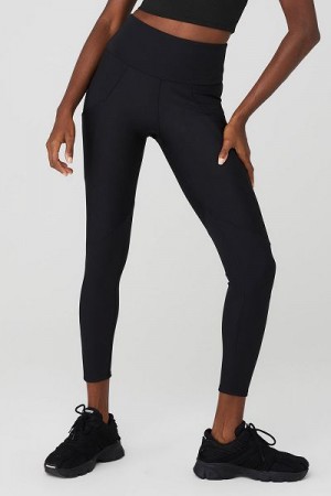 Leggings Alo Yoga Com Nervuras Airlift High-Cintura 7/8 Enchanted Feminino Pretas | 3809-WUBQS