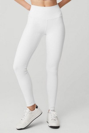 Leggings Alo Yoga High-Cintura Airbrush Feminino Branco | 7539-DGEBT