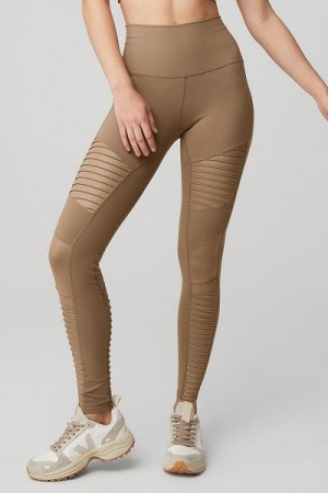 Leggings Alo Yoga High-Cintura Moto Feminino Verde Oliva | 0724-UJGFO