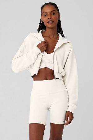 Moletom com Capuz Alo Yoga Breakaway Zip Up Feminino Branco | 4617-PVZHO