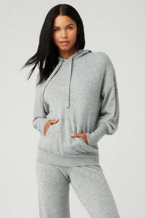 Moletom com Capuz Alo Yoga Cashmere Jet Set Feminino Cinzentas | 5382-KAZJT