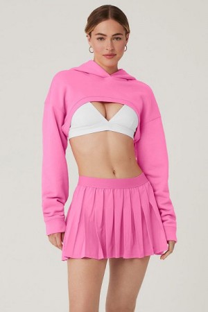 Moletom com Capuz Alo Yoga Cropped Shrug It Off Feminino Rosa | 5274-NFWKD