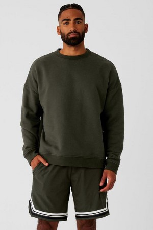 Pullovers Alo Yoga Renown Heavy Weight Crew Neck Masculino Verdes | 5130-OAZSC