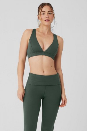 Sutiãs Alo Yoga Alosoft Show Stopper Feminino Verdes Escuro | 2850-ODYEG