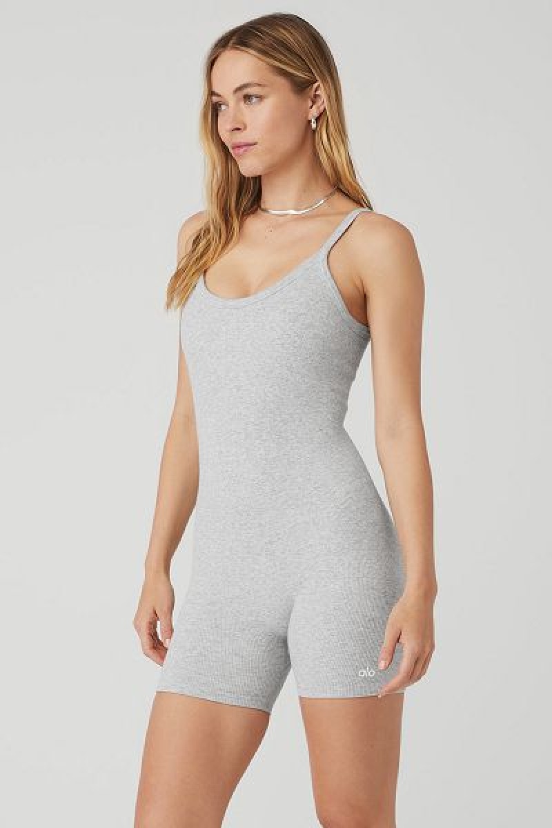 Body Alo Yoga Seamless Com Nervuras Mellow Feminino Cinzentas | 7203-RKLBH