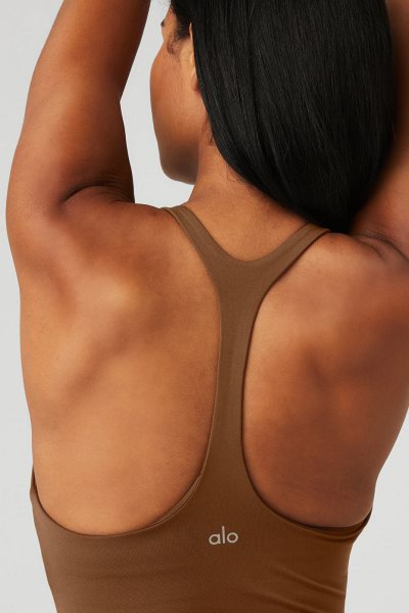 Body Alo Yoga Sleek Back Feminino Marrom | 1892-ARNDM