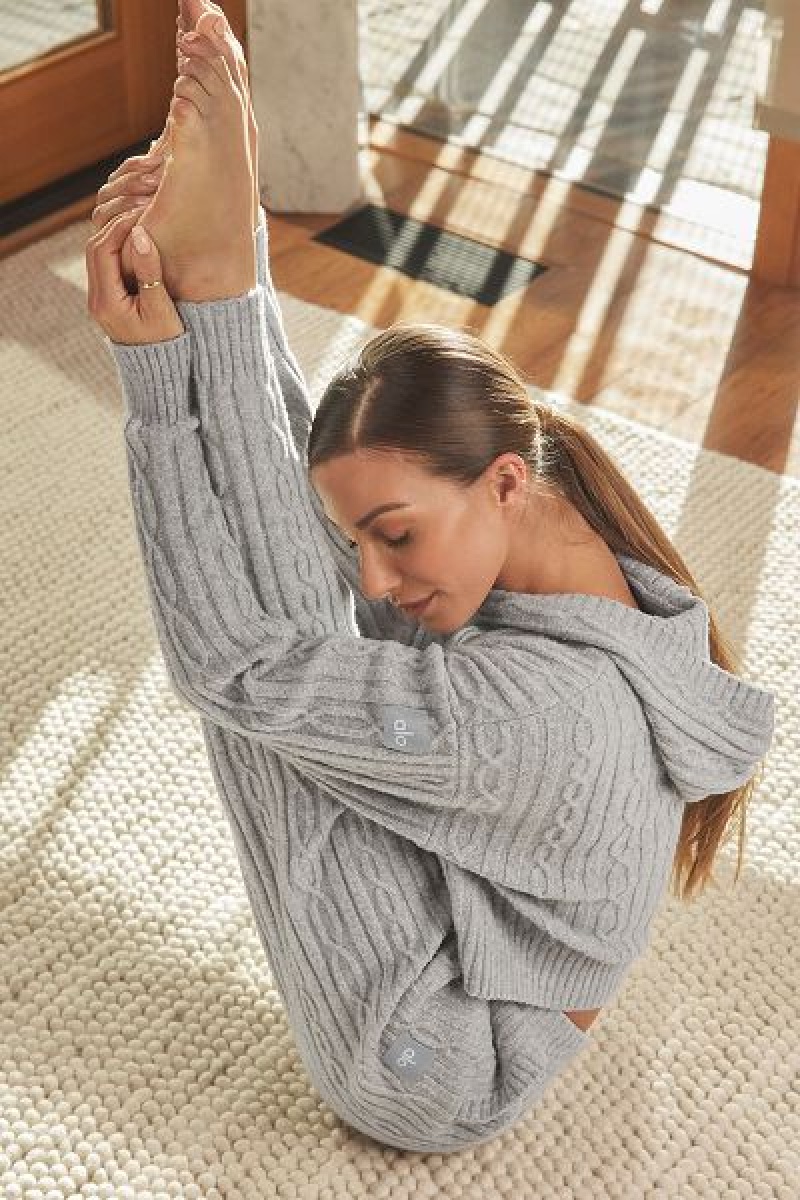 Calças Alo Yoga Cable Knit Inverno Bliss Feminino Cinzentas | 0549-YIQTE