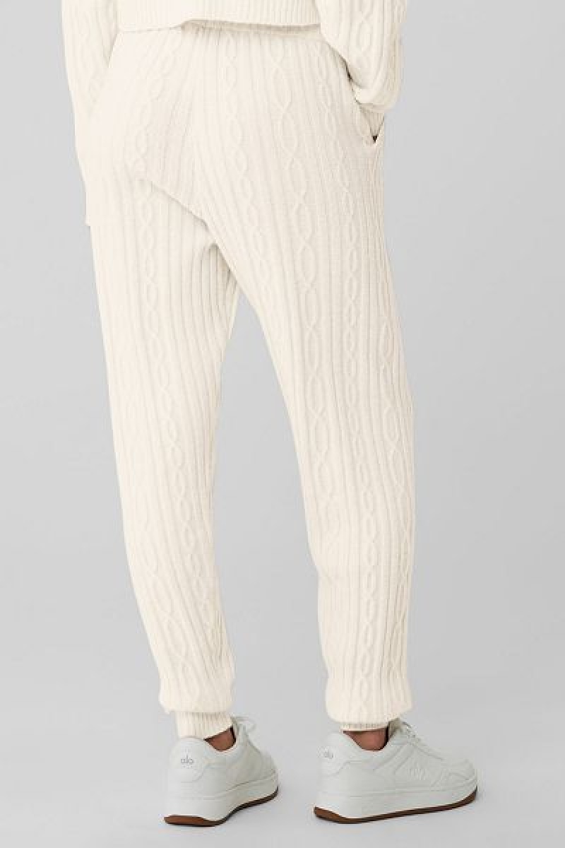 Calças Alo Yoga Cable Knit Inverno Bliss Feminino Branco | 6512-JCQXR