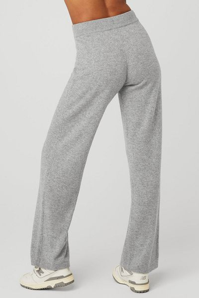 Calças Alo Yoga Cashmere High-Cintura Jet Set Largos Leg Feminino Cinzentas | 7063-CKNVS