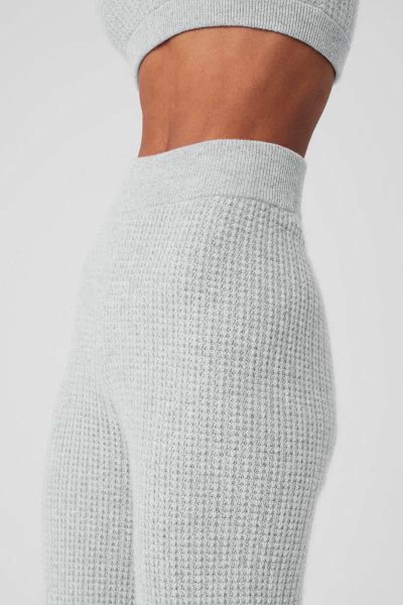 Calças Alo Yoga Cashmere High-Cintura Plush Waffle Feminino Cinzentas | 2951-YPUSR