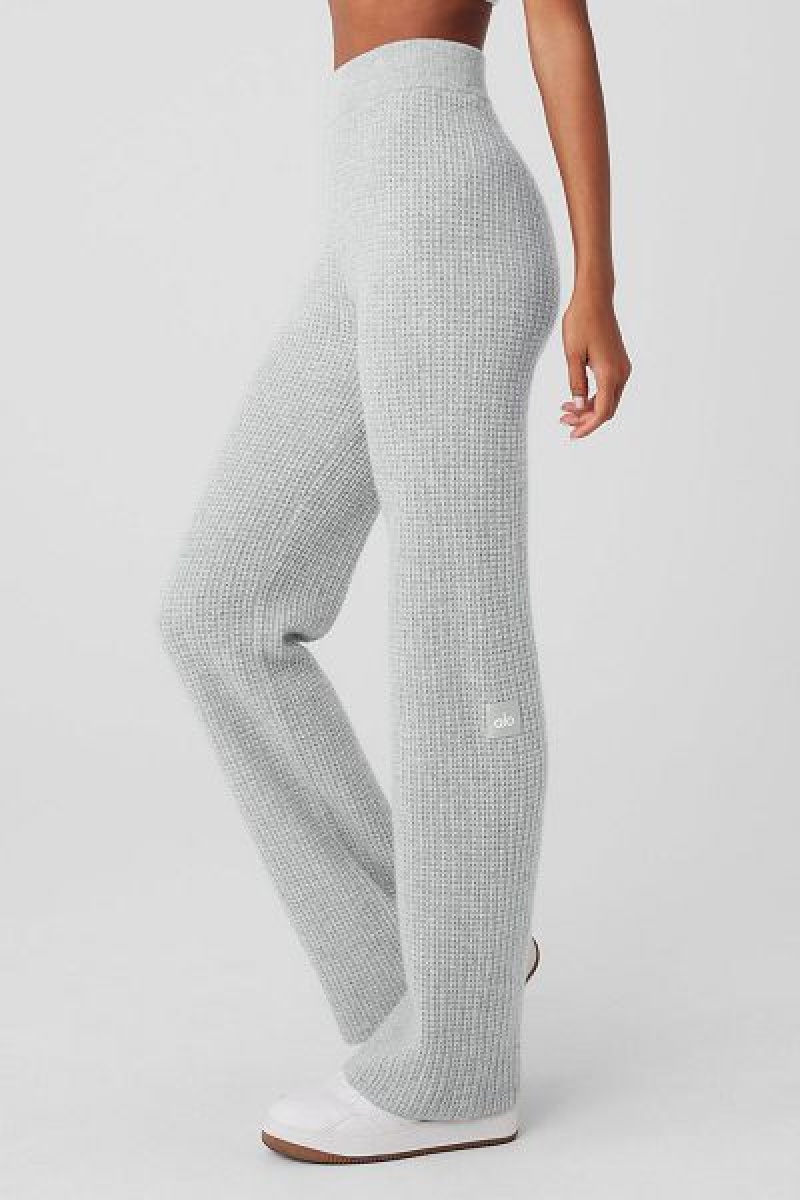 Calças Alo Yoga Cashmere High-Cintura Plush Waffle Feminino Cinzentas | 2951-YPUSR