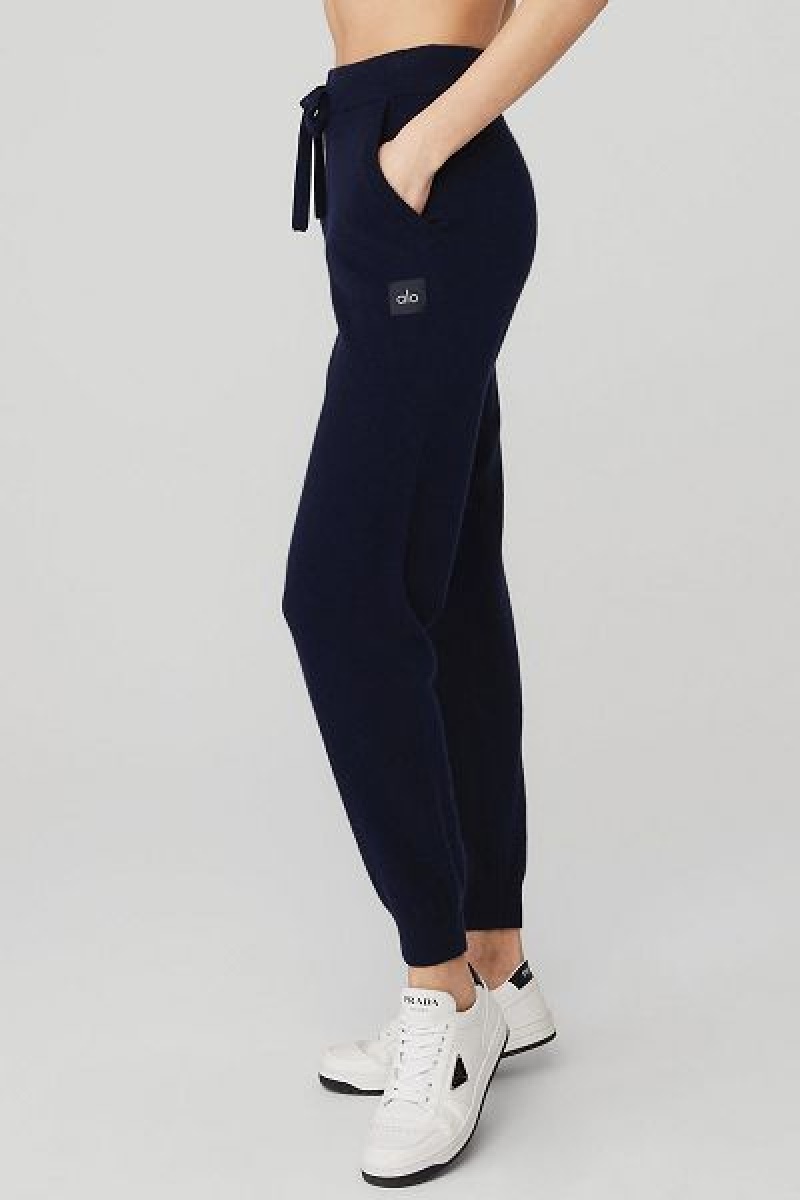 Calças Alo Yoga High-Cintura Cashmere Jet Set Feminino Azul Marinho | 9247-CWRZJ