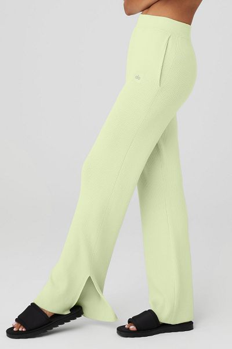 Calças Alo Yoga Knit High-Cintura Salana Largos Leg Feminino Verdes | 2419-ZKHIS