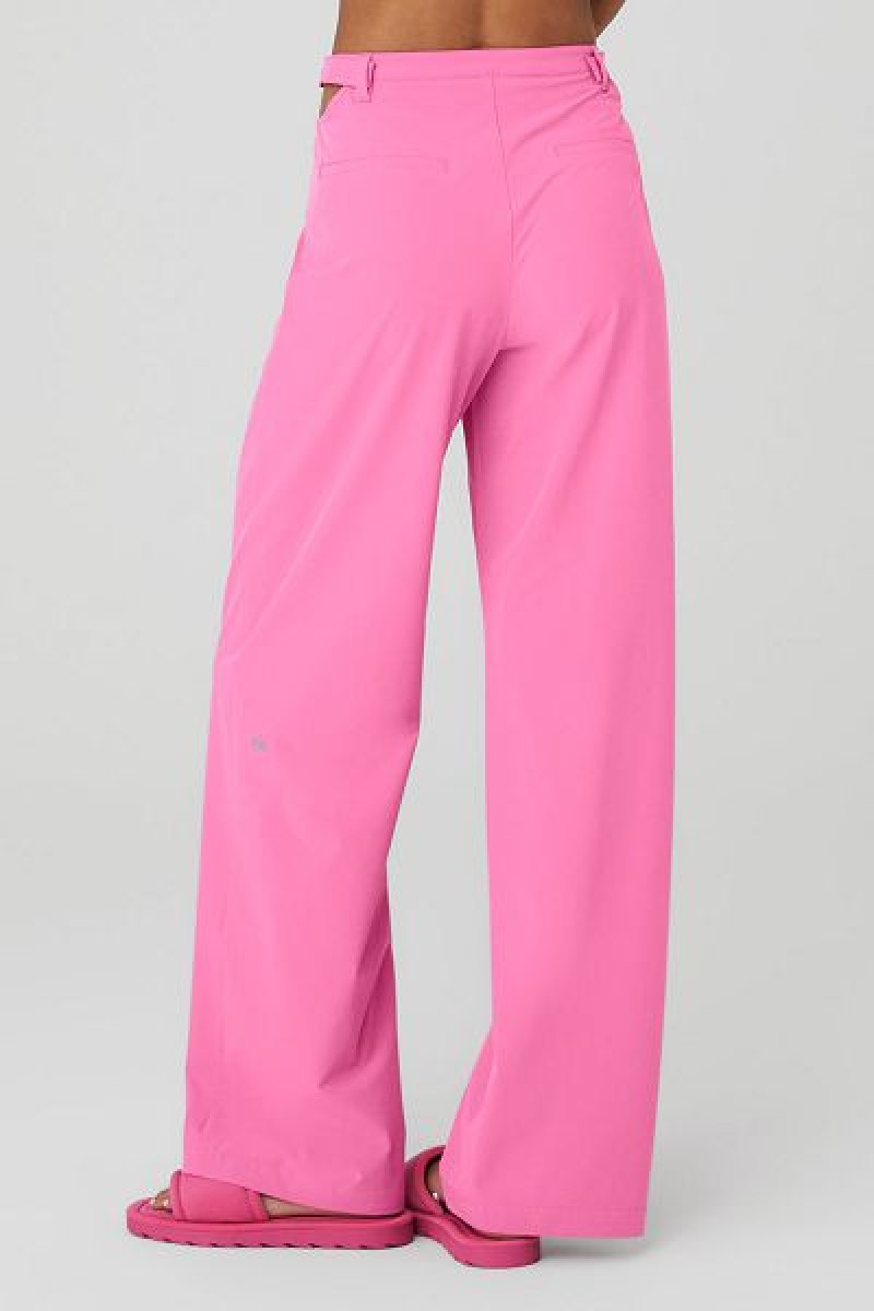 Calças Alo Yoga Medio-Rise Showdown Feminino Rosa | 0594-JIHUA