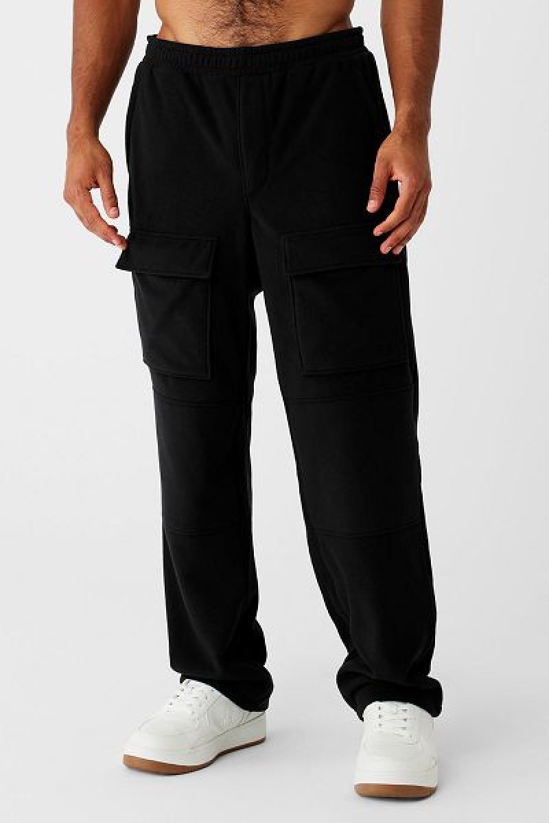 Calças Alo Yoga Polar Fleece Ridge Cargos Masculino Pretas | 1439-NJYKP