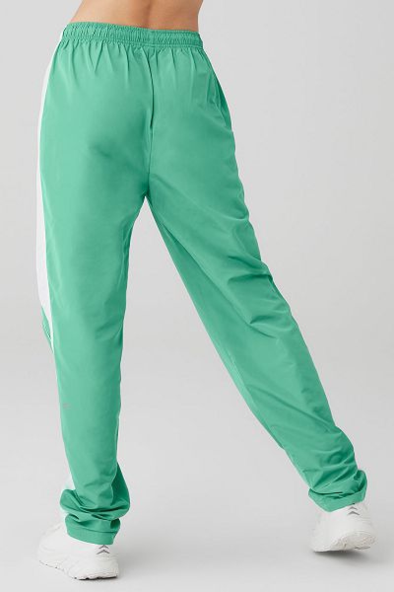 Calças Alo Yoga Racetrack Feminino Verdes Branco | 4268-ILMGW