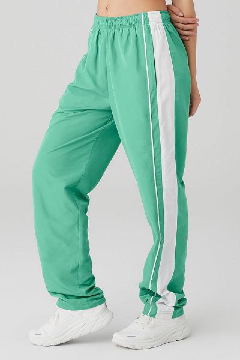 Calças Alo Yoga Racetrack Feminino Verdes Branco | 4268-ILMGW