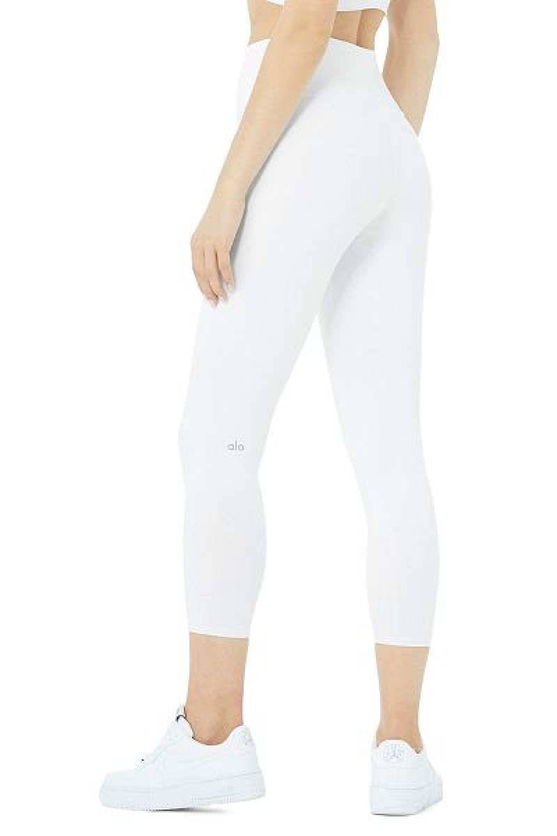 Calças Capri Alo Yoga High-Cintura Airbrush Feminino Branco | 8392-KOZBX