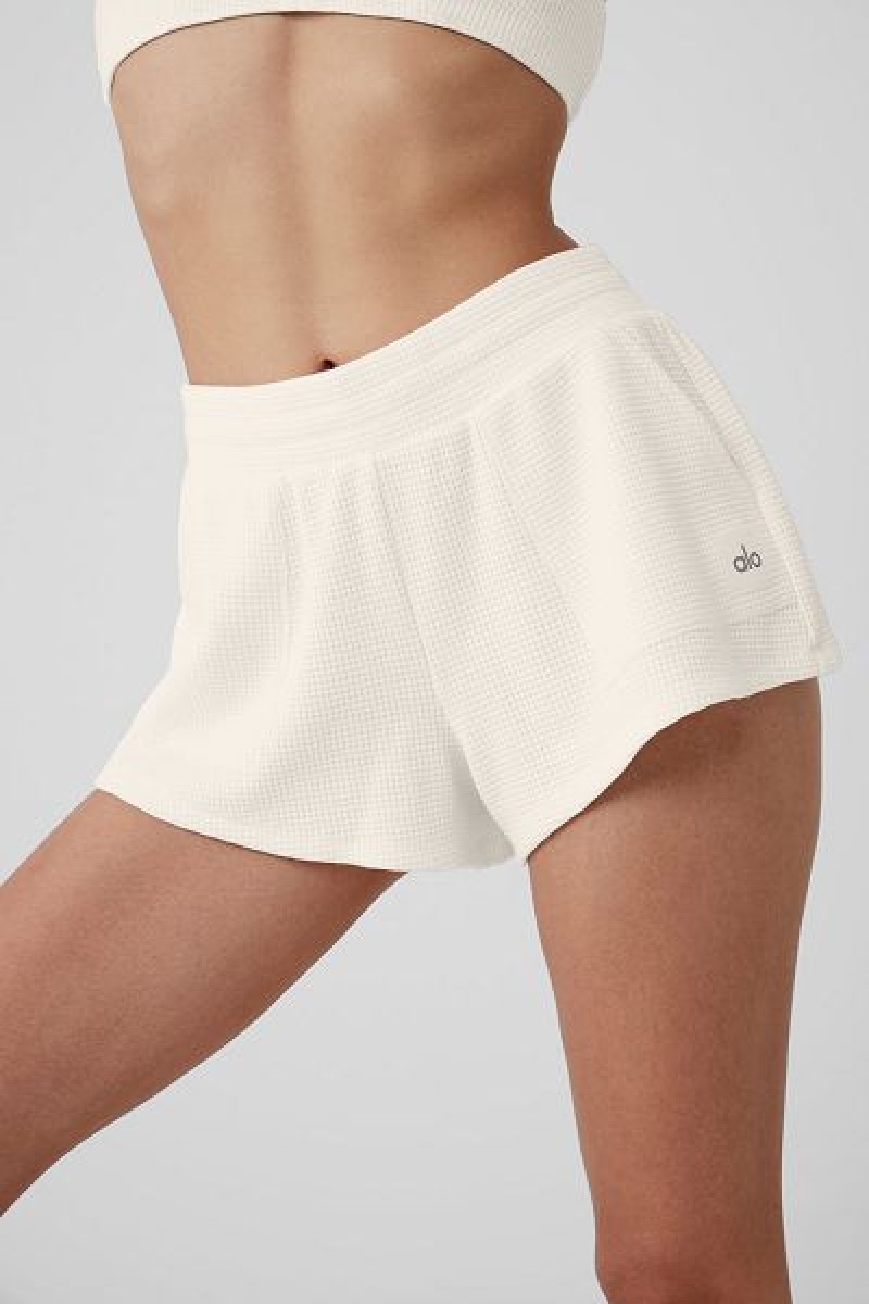 Calção Alo Yoga Waffle High-Cintura Weekend Escape Feminino Branco | 7831-FNZSQ