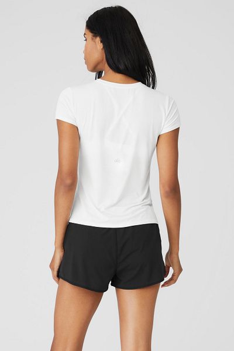 Camiseta Alo Yoga All Day Curta Sleeve Feminino Branco | 9561-VCZAE