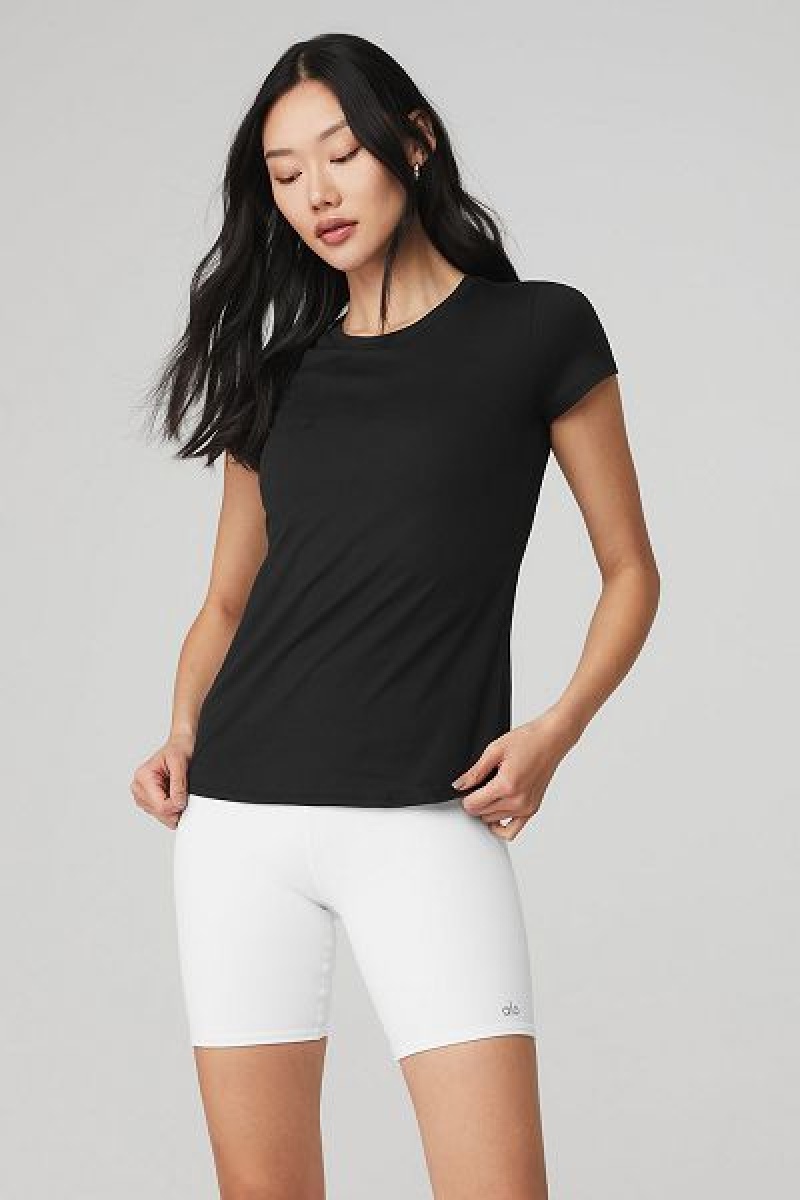 Camiseta Alo Yoga Alosoft Finesse Feminino Pretas | 3547-BGLDZ