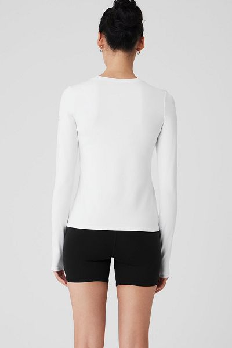 Camiseta Alo Yoga Alosoft Finesse Long Sleeve Feminino Branco | 2718-CNLVS