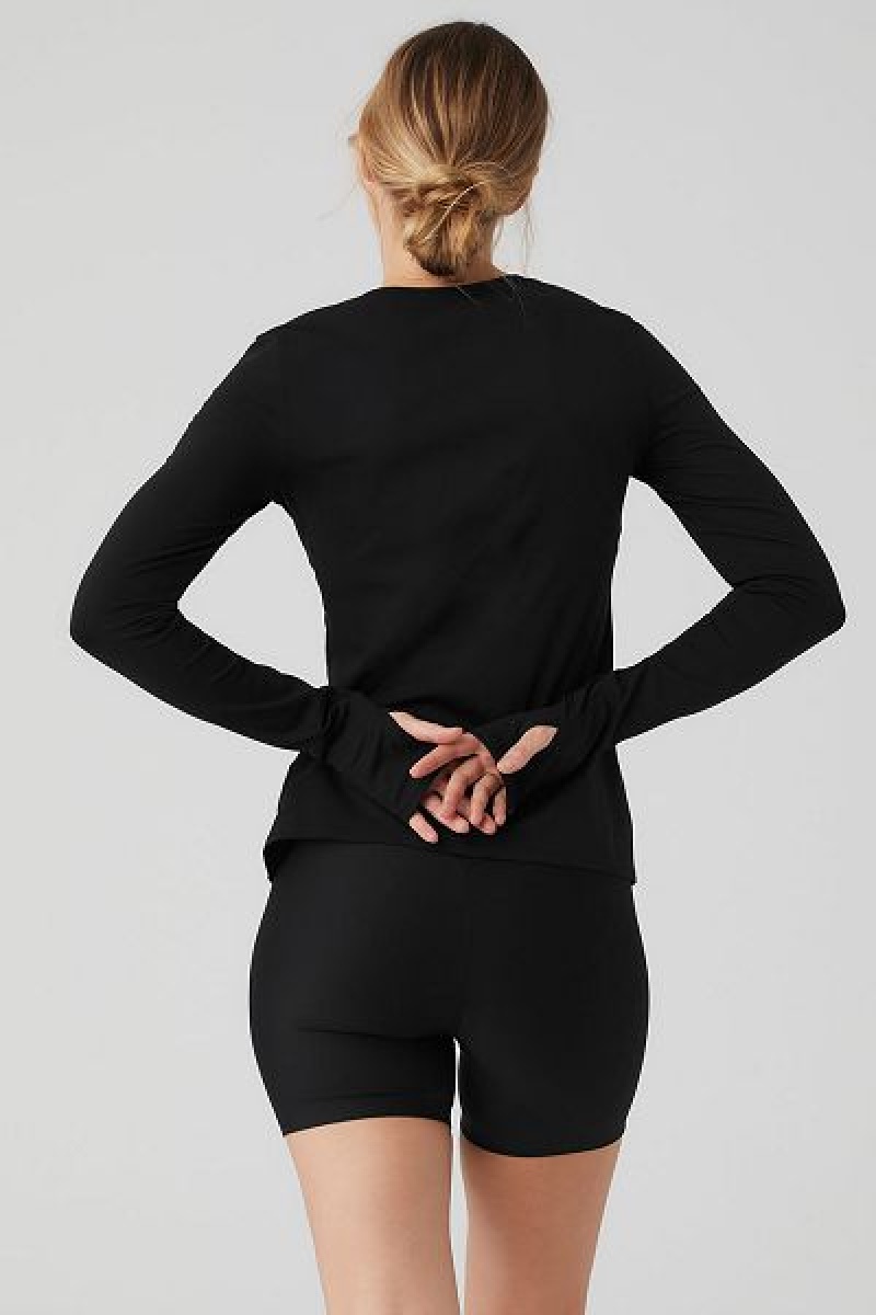 Camiseta Alo Yoga Alosoft Finesse Long Sleeve Feminino Pretas | 3489-ECWSH