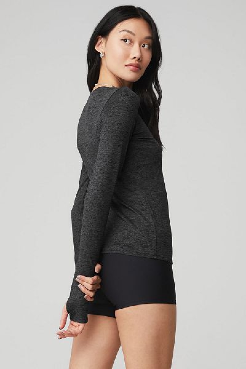 Camiseta Alo Yoga Alosoft Finesse Long Sleeve Feminino Cinzentas Escuro | 5217-BVYSG